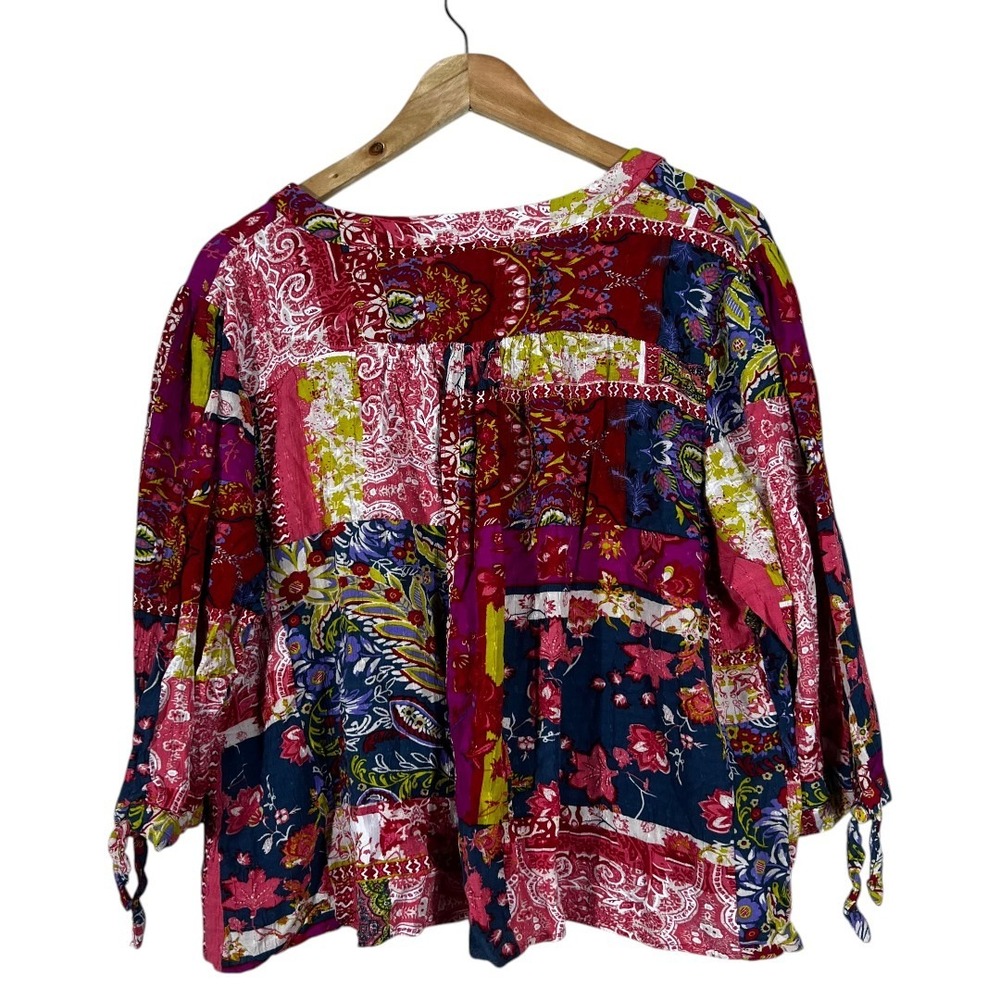 Jones New York Patchwork Paisley Floral Top Multicolor Boho Maximalist Size 3X - Picture 4 of 8